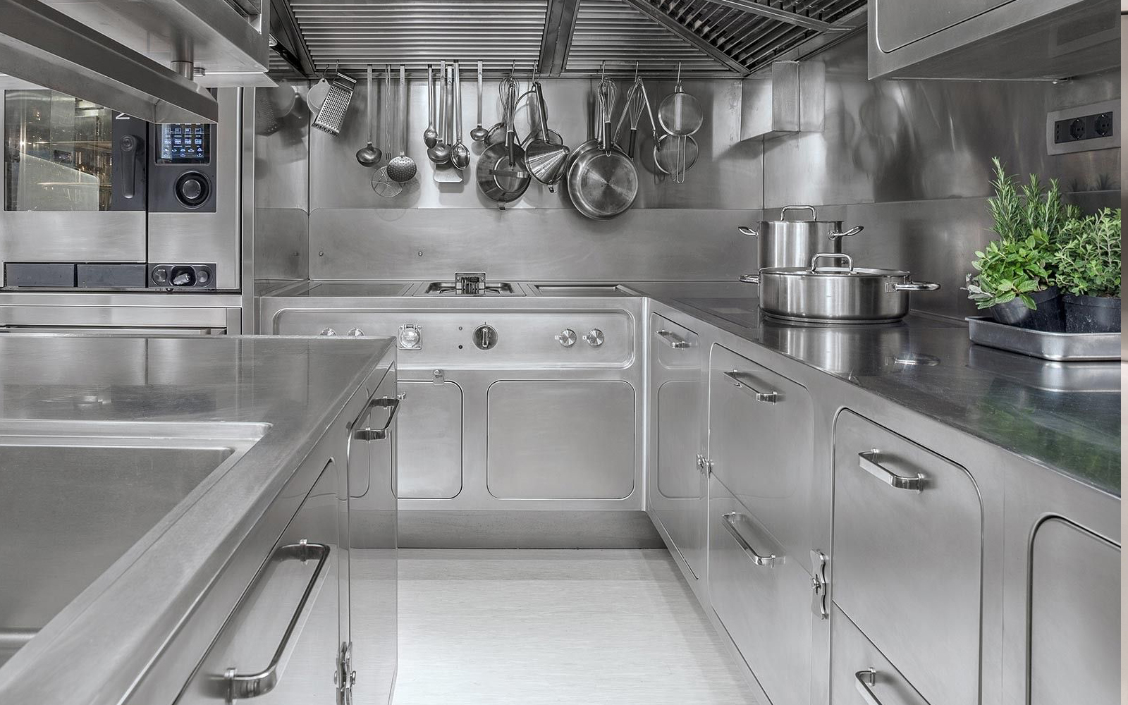 modular kitchen with stainless steel sink