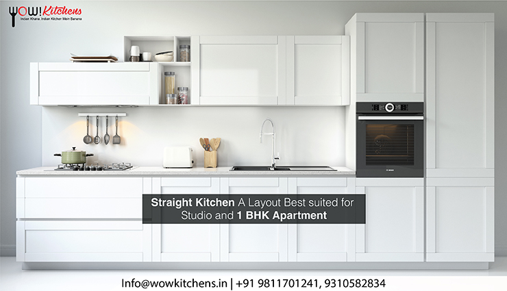 Straight Kitchen A Layout Best Suited For Studio And 1 BHK Apartment