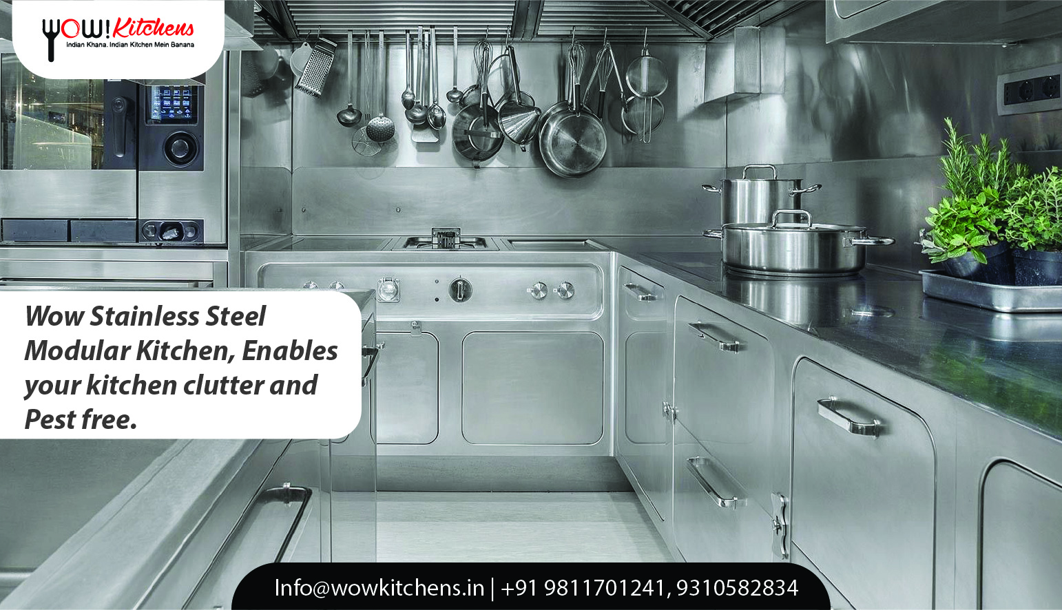 Wow Stainless Steel Modular Kitchen, Enables your kitchen clutter and Pest free