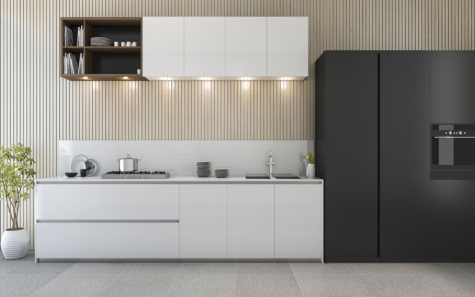 straight modular kitchen