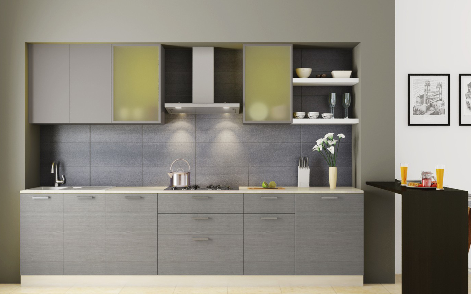 straight modular kitchen design